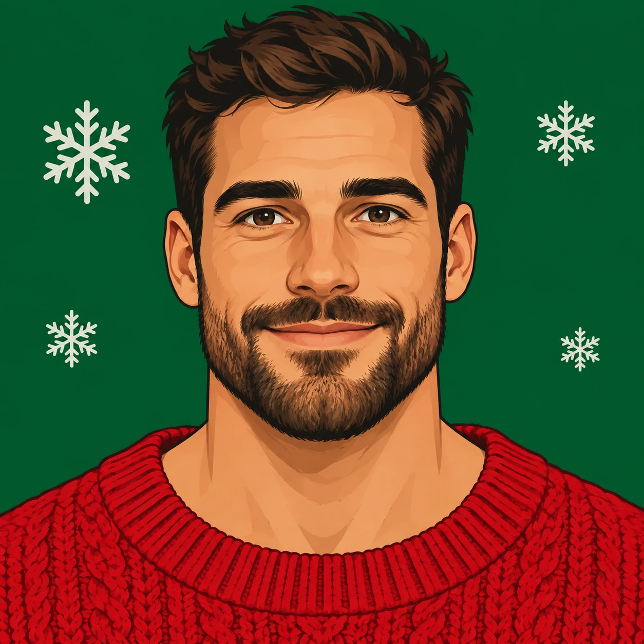 Profile picture of a man dressed for Christmas (bold graphic)