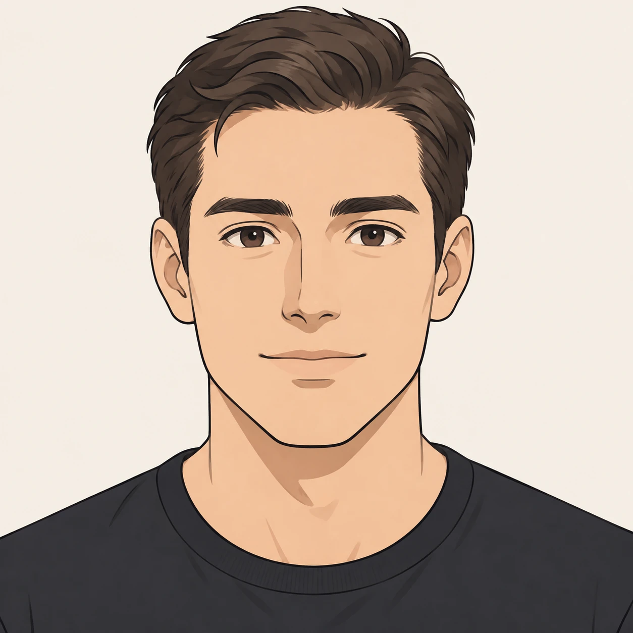 Profile picture of a man with short hair (simple line art)