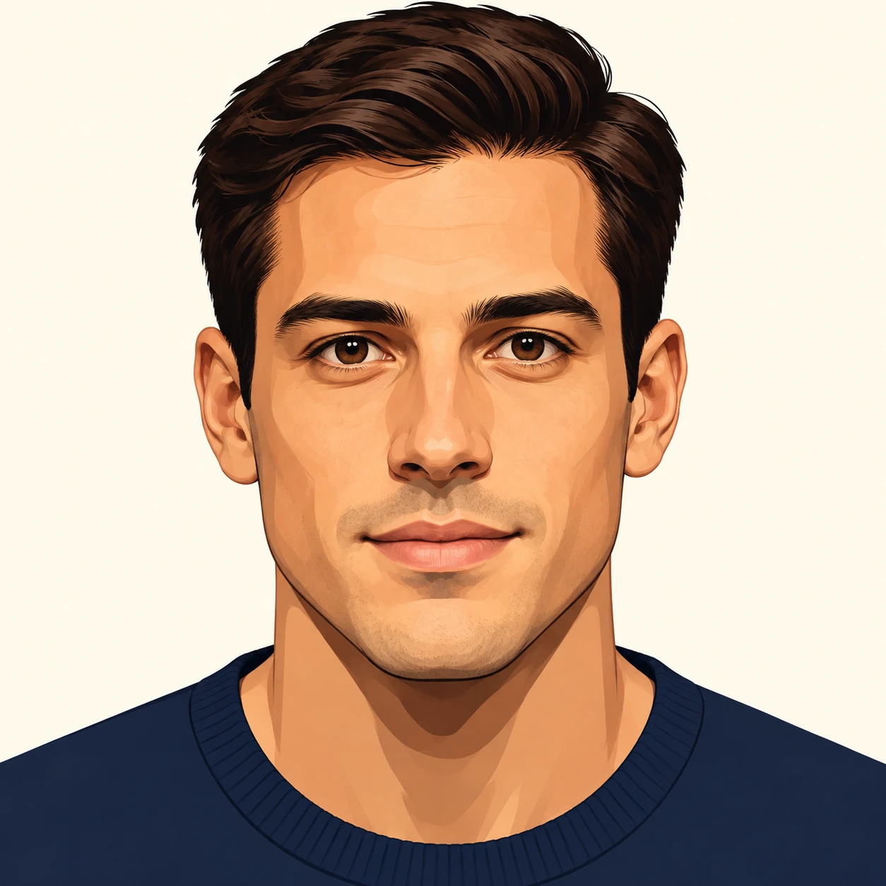 Profile picture of a man with short hair (bold graphic)