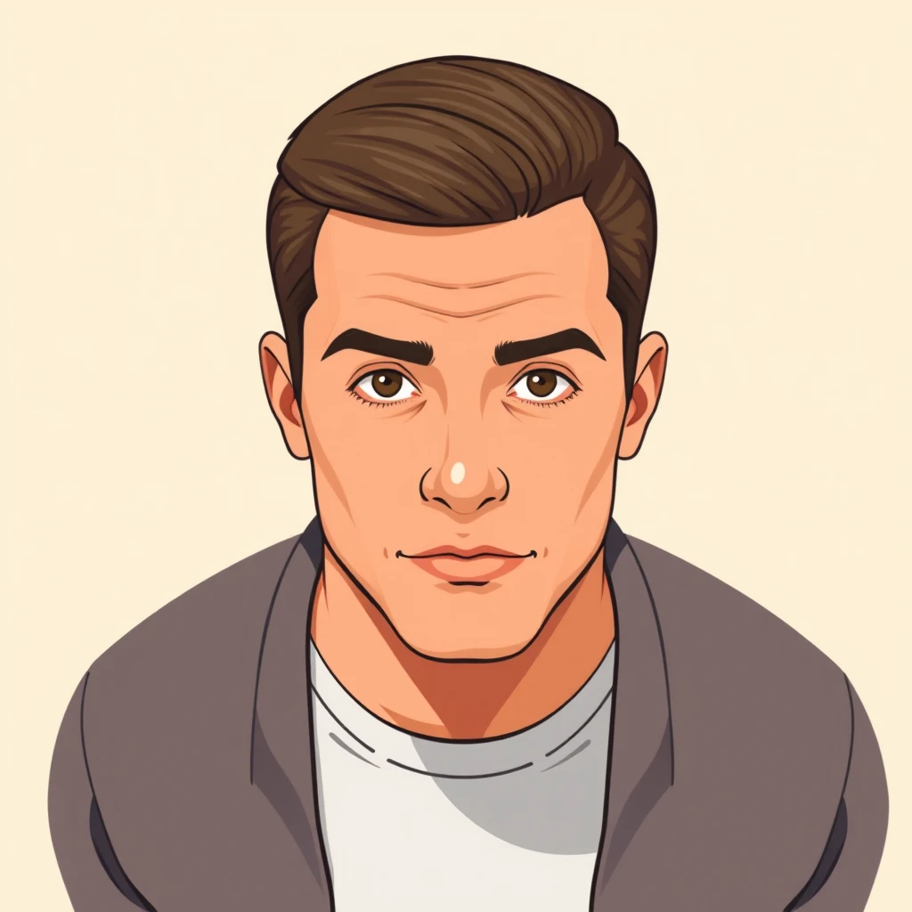 短髪の男性のプロフィールアイコン（アイソメトリック）