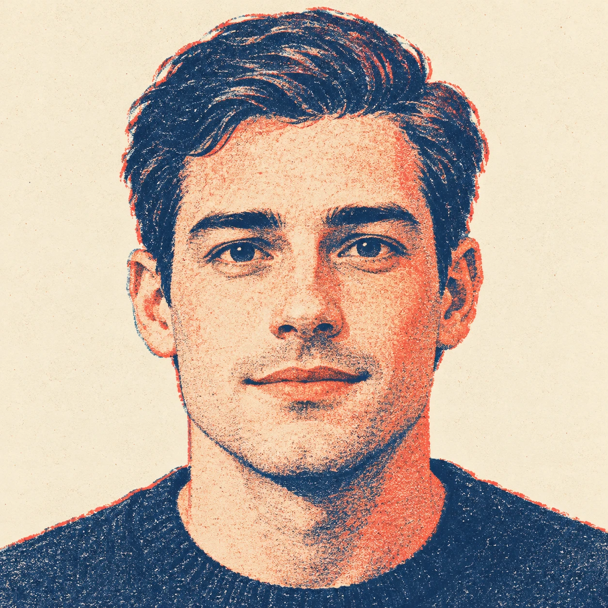 Profile picture of a man with short hair (retro print)