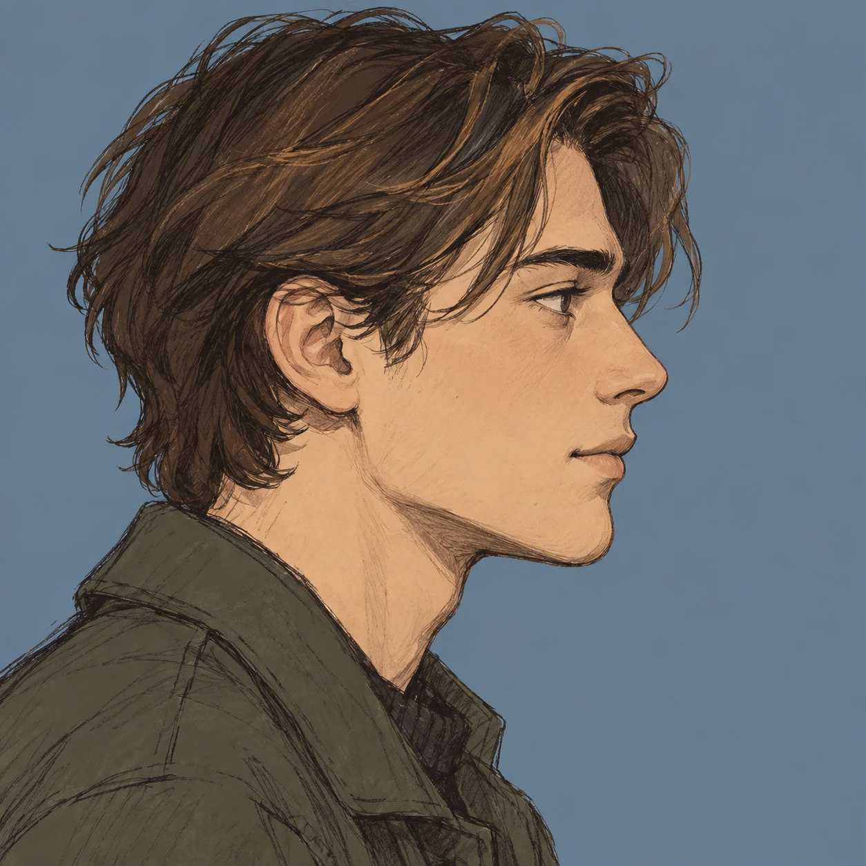 横を向いた男性のプロフィールアイコン（手描き風）