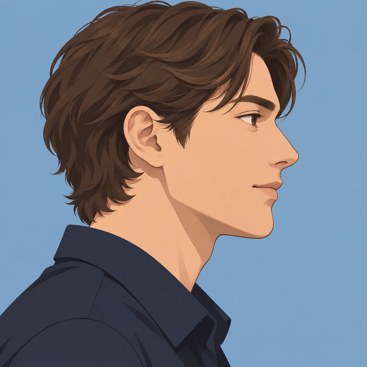 Profile picture of a man seen from the side (flat illustration)