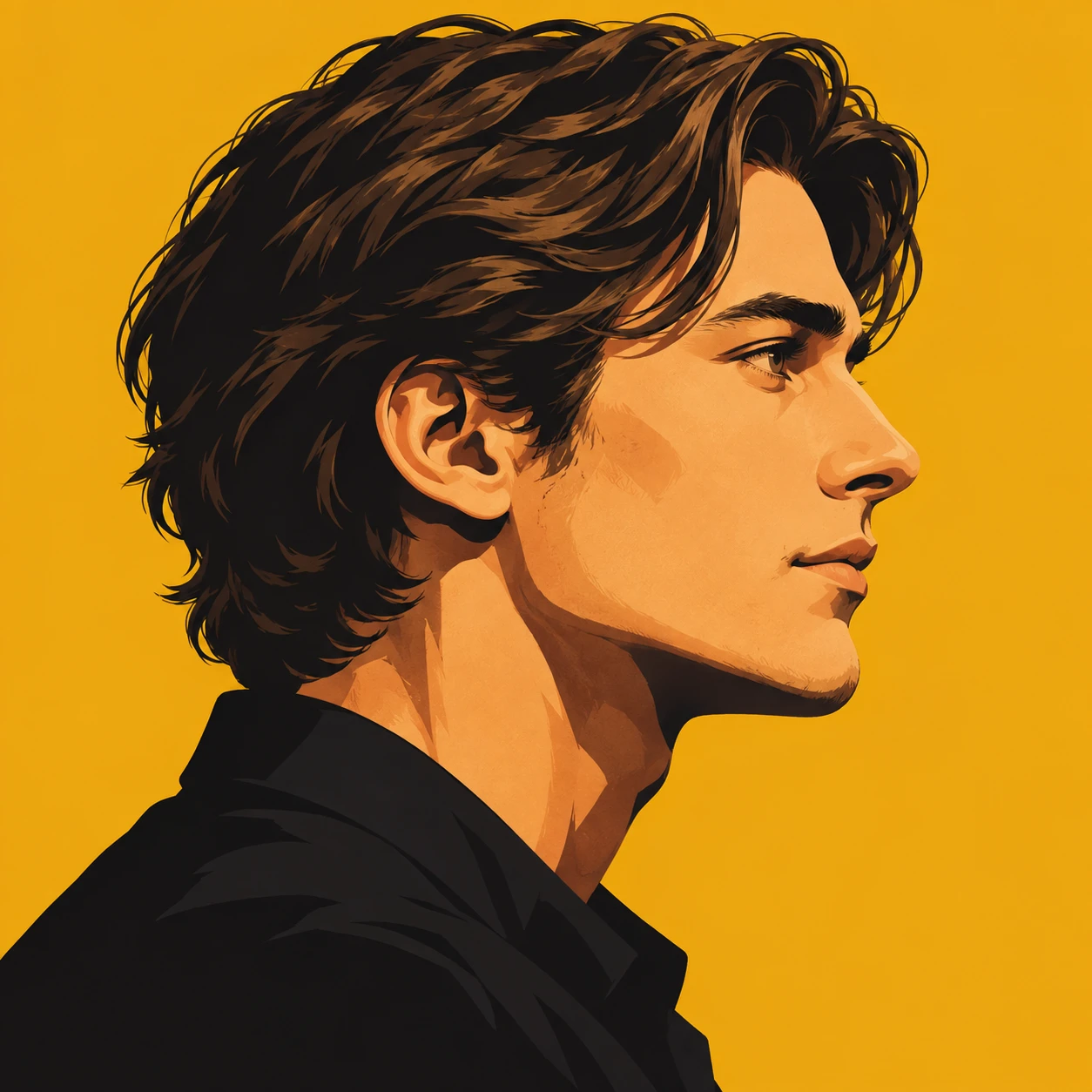 Profile picture of a man seen from the side (bold graphic)