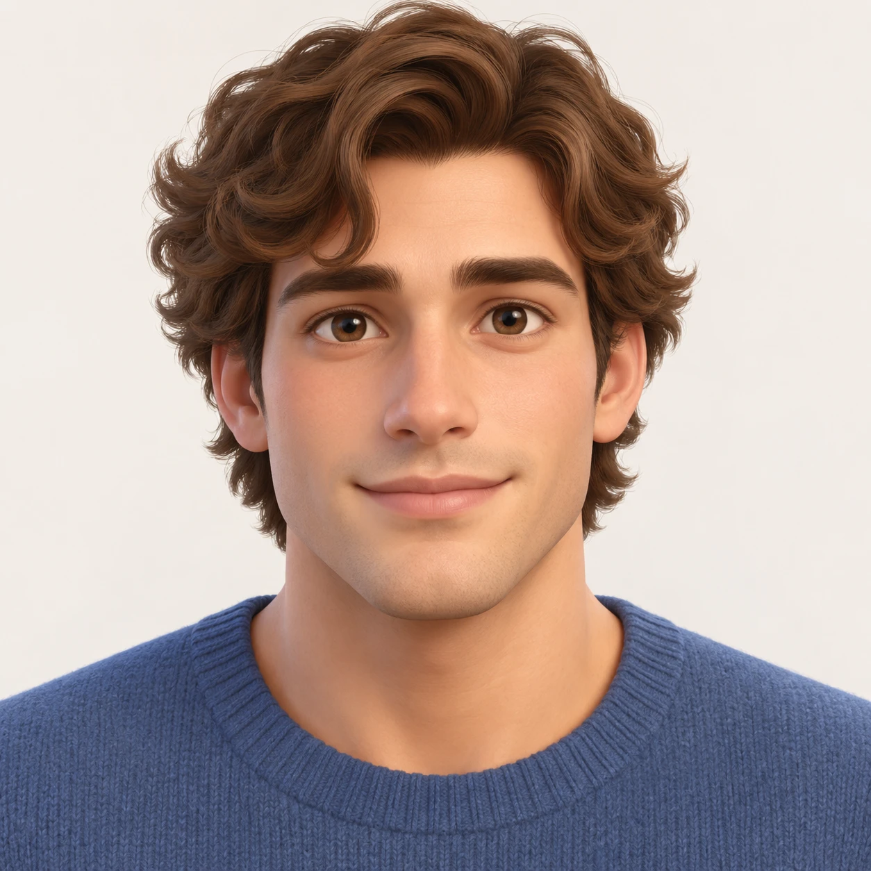 Profile picture of a man with loosely wavy hair (soft 3D)