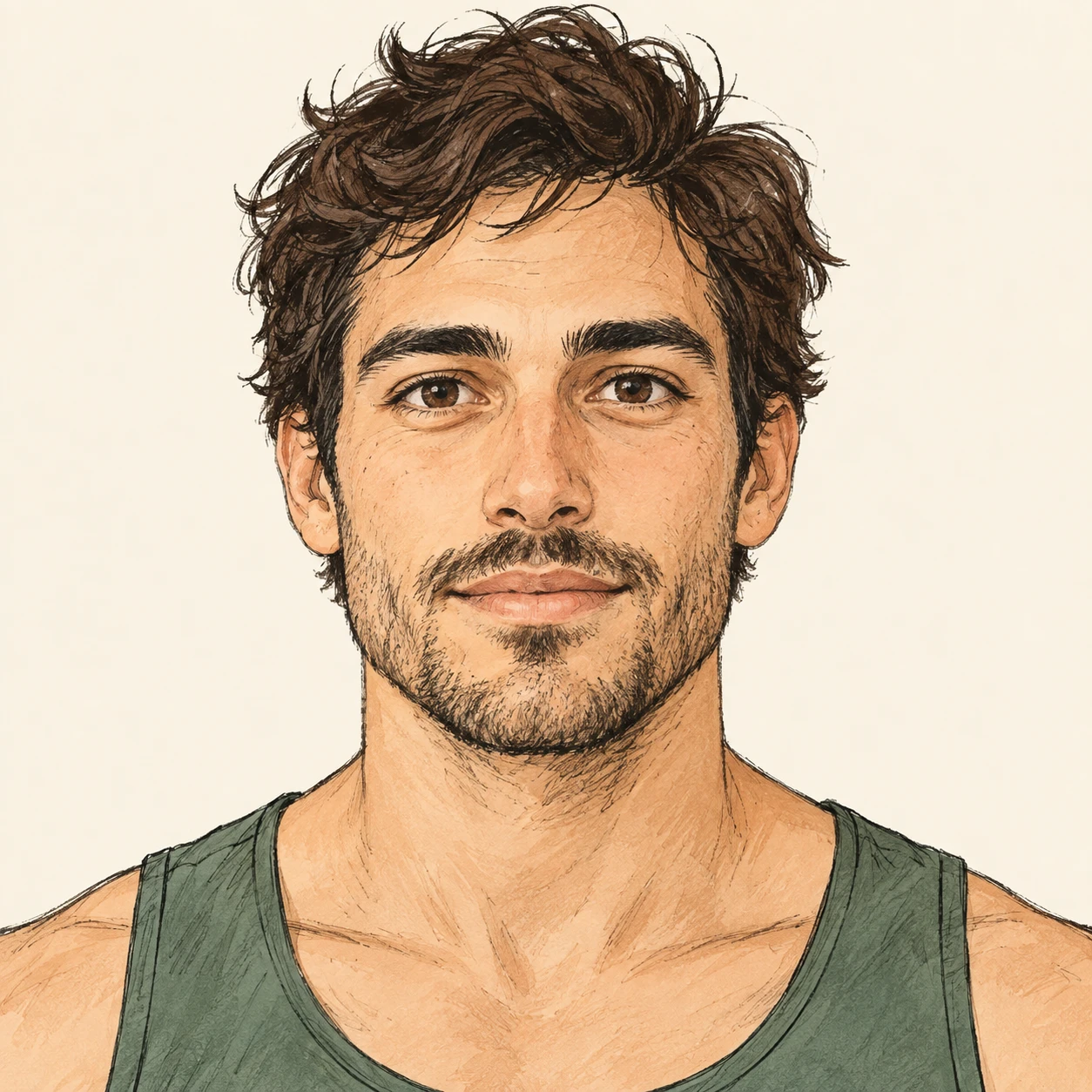 Profile picture of a man dressed for yoga (hand-drawn)