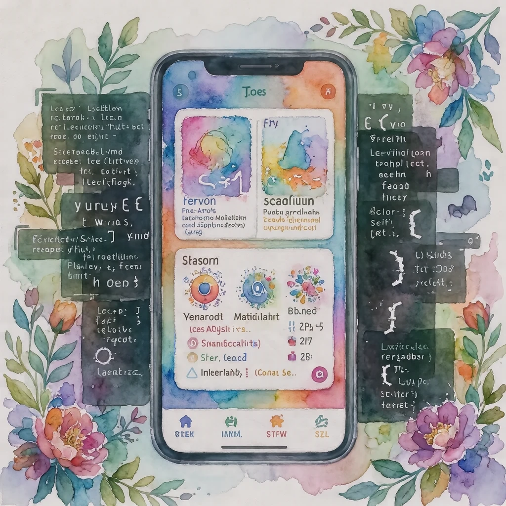 モバイルアプリ開発のイラスト（水彩）