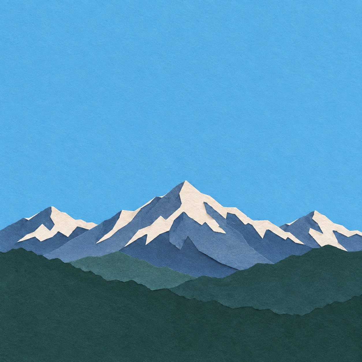 Profile picture of a mountain ridge under a wide sky (paper cut-out)