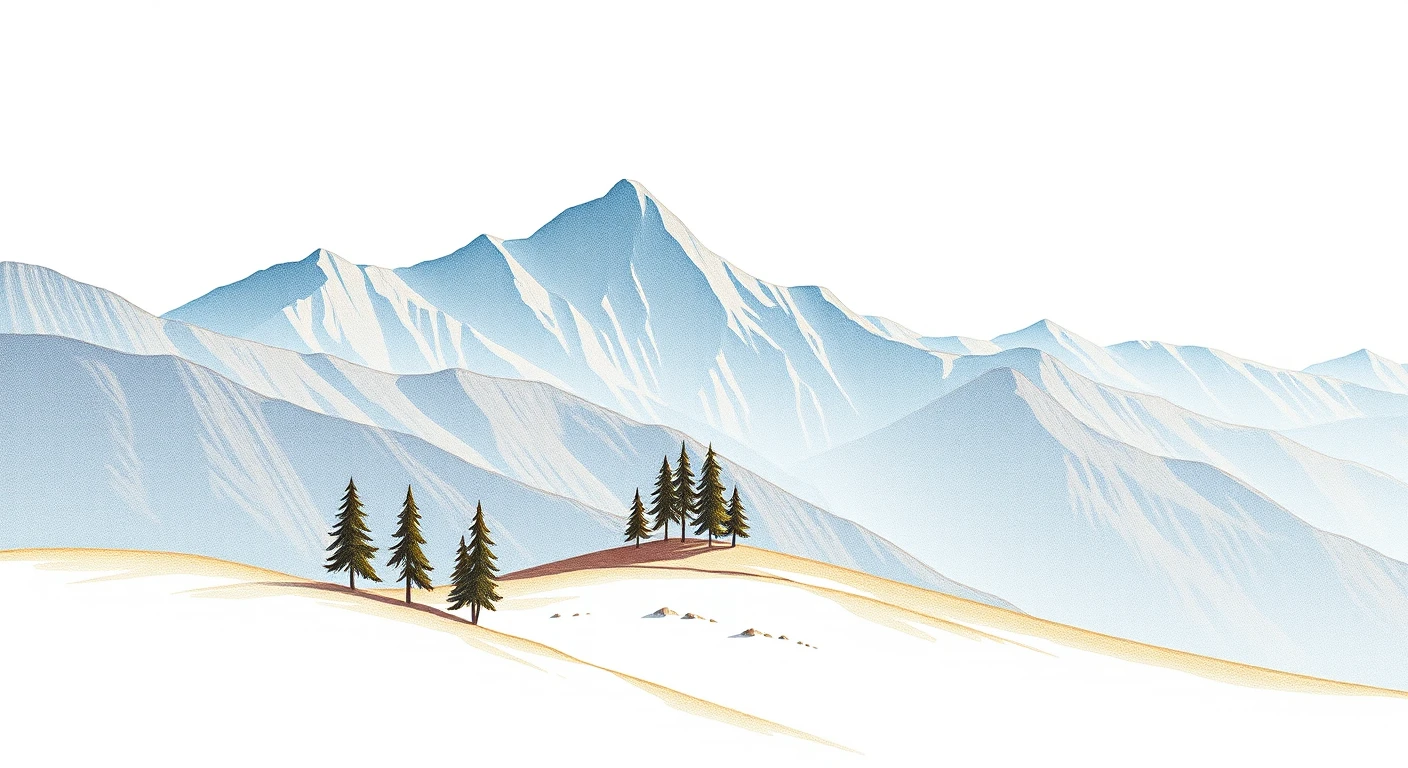 穏やかな山の風景のソフトイラスト