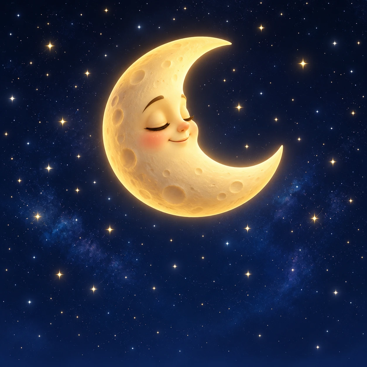 Profile picture of a crescent moon in a night sky (soft 3D)