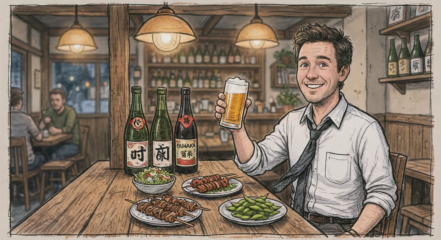 在年终聚会上举杯干杯的上班族插画（手绘风）