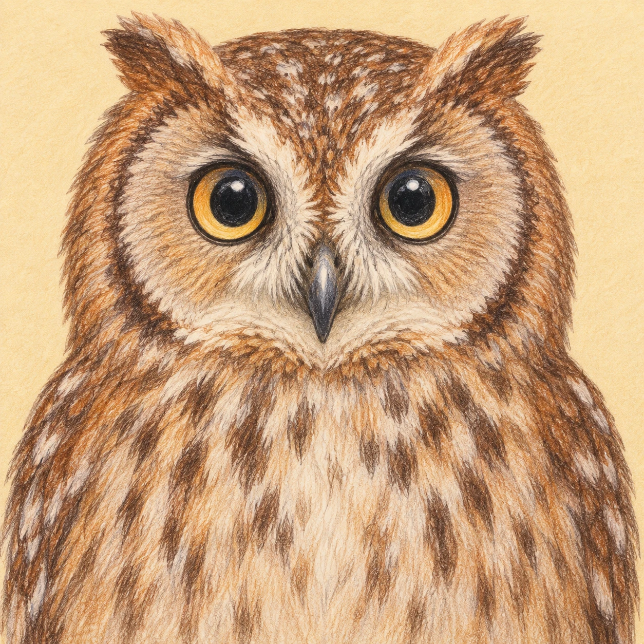 フクロウのプロフィール用画像（色鉛筆）