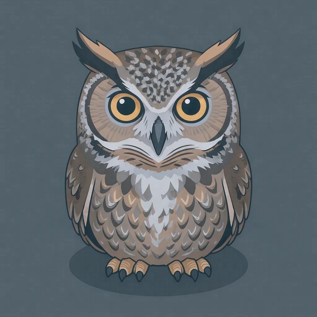 フクロウのプロフィールアイコン（アイソメトリック）