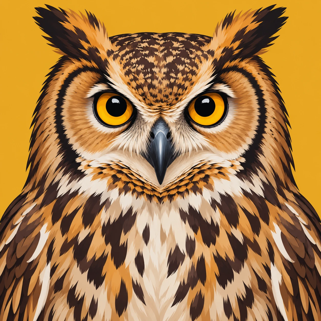 Profile picture of an owl seen from the front (bold graphic)
