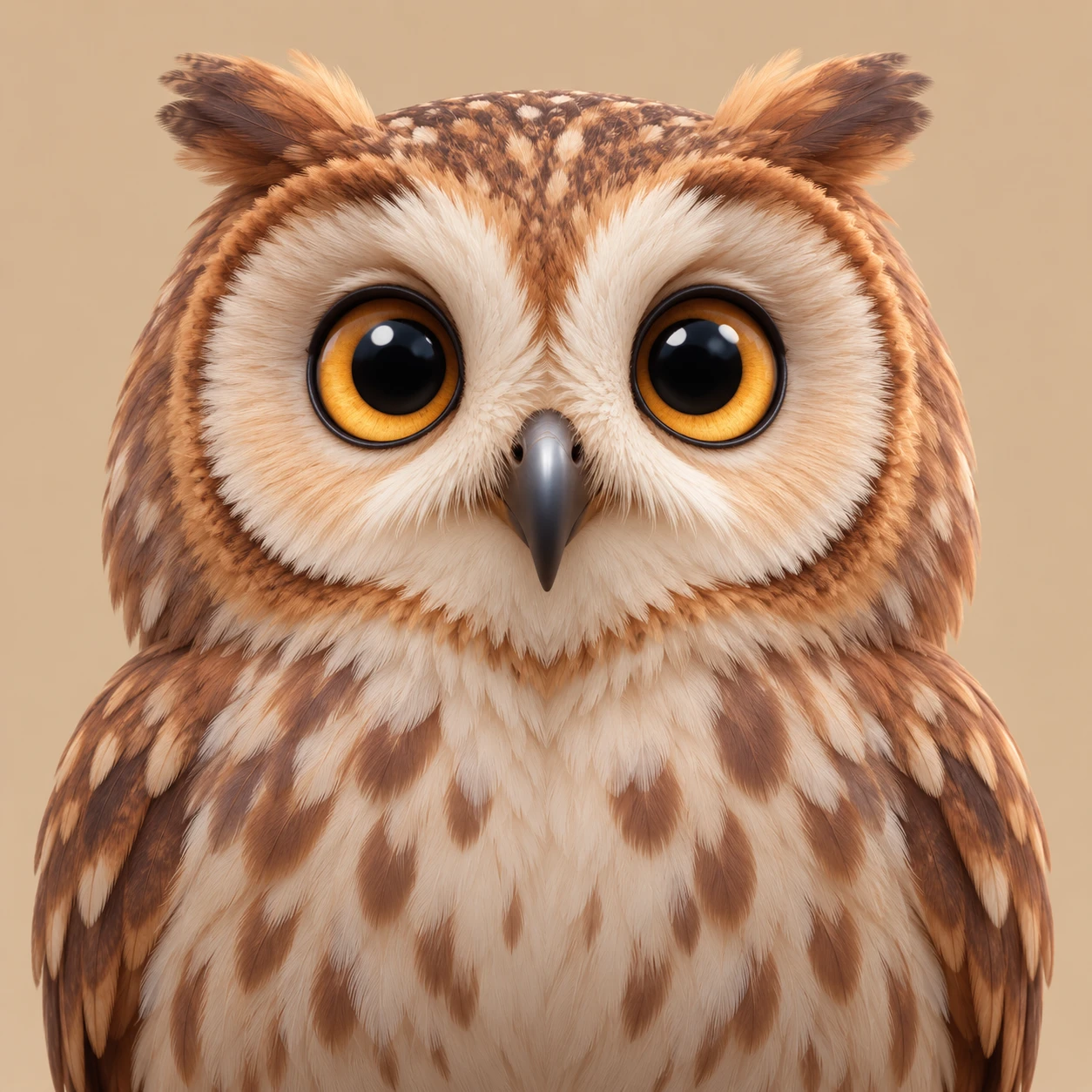 Profile picture of an owl seen from the front (soft 3D)