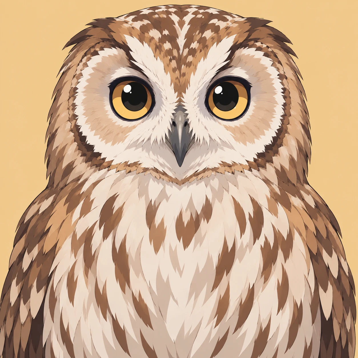 Profile picture of an owl seen from the front (anime cel-shaded)