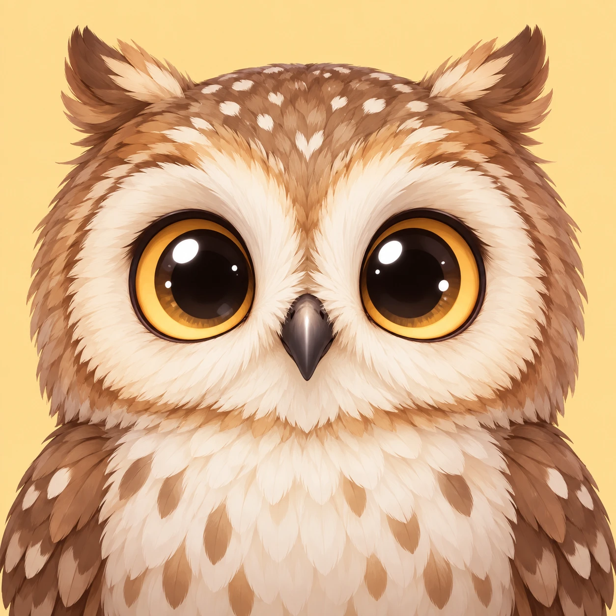 Profile picture of an owl seen from the front (chibi)