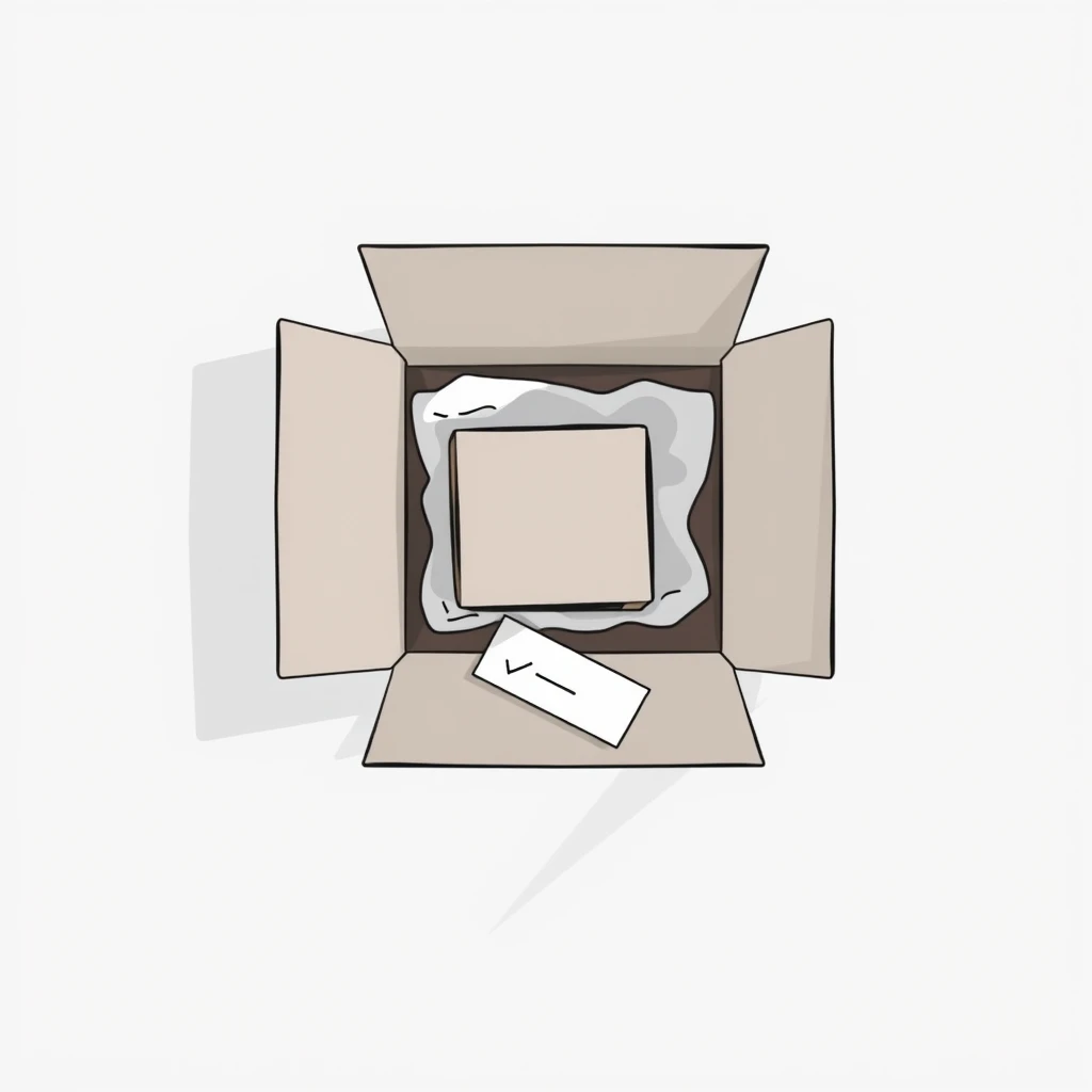 商品が入った開封済み段ボールのフラットイラスト