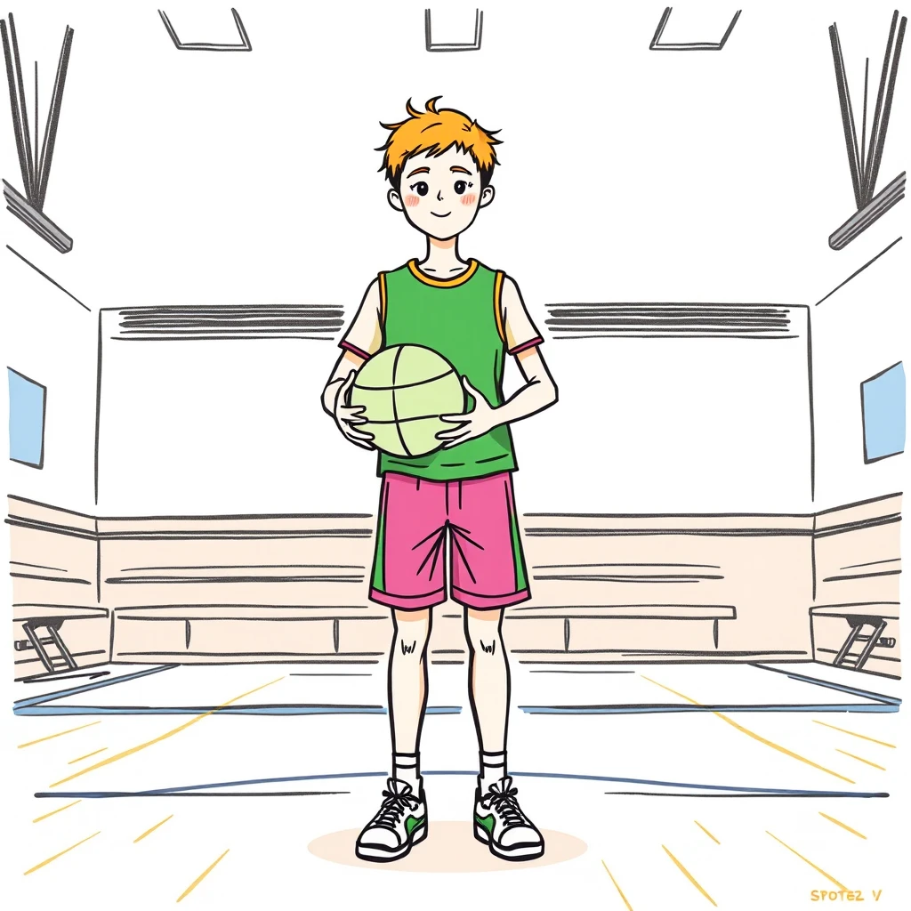 体育の授業でボールを持つ生徒のイラスト