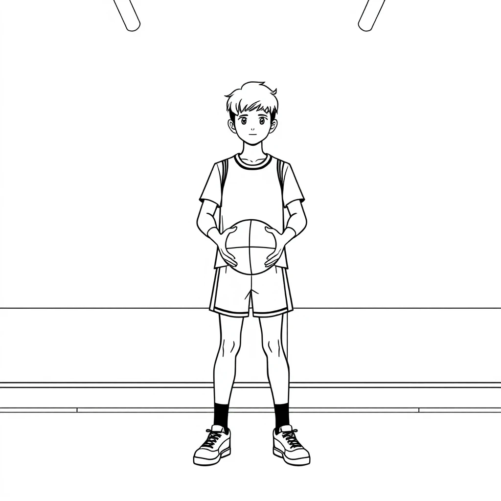 体育の授業でボールを持つ生徒のイラスト