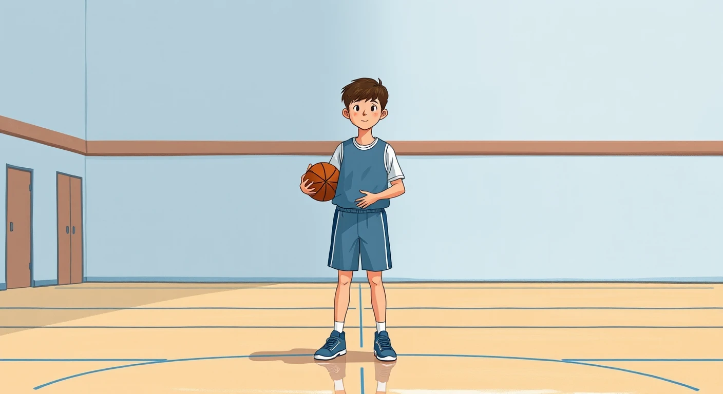 体育の授業でボールを持つ生徒のイラスト