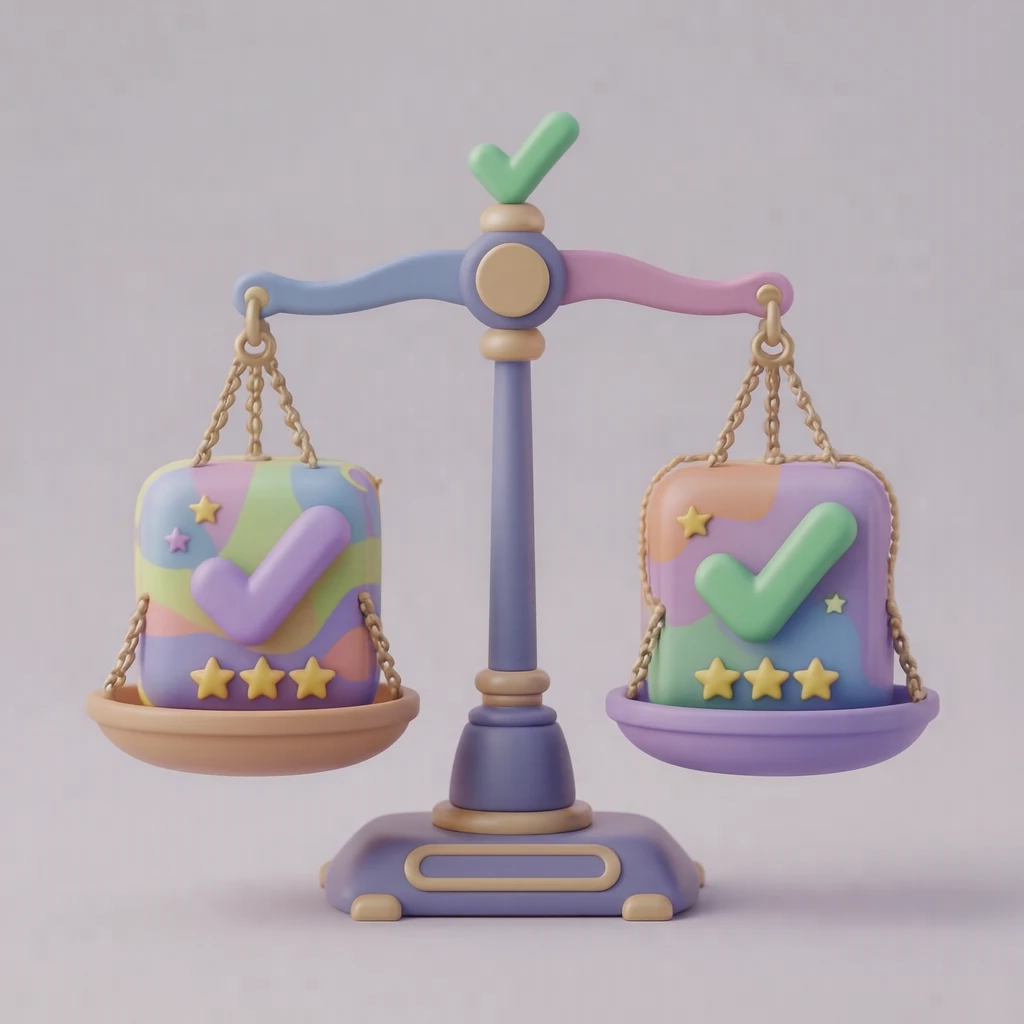 商品比較レビューのイラスト（ソフト3D）