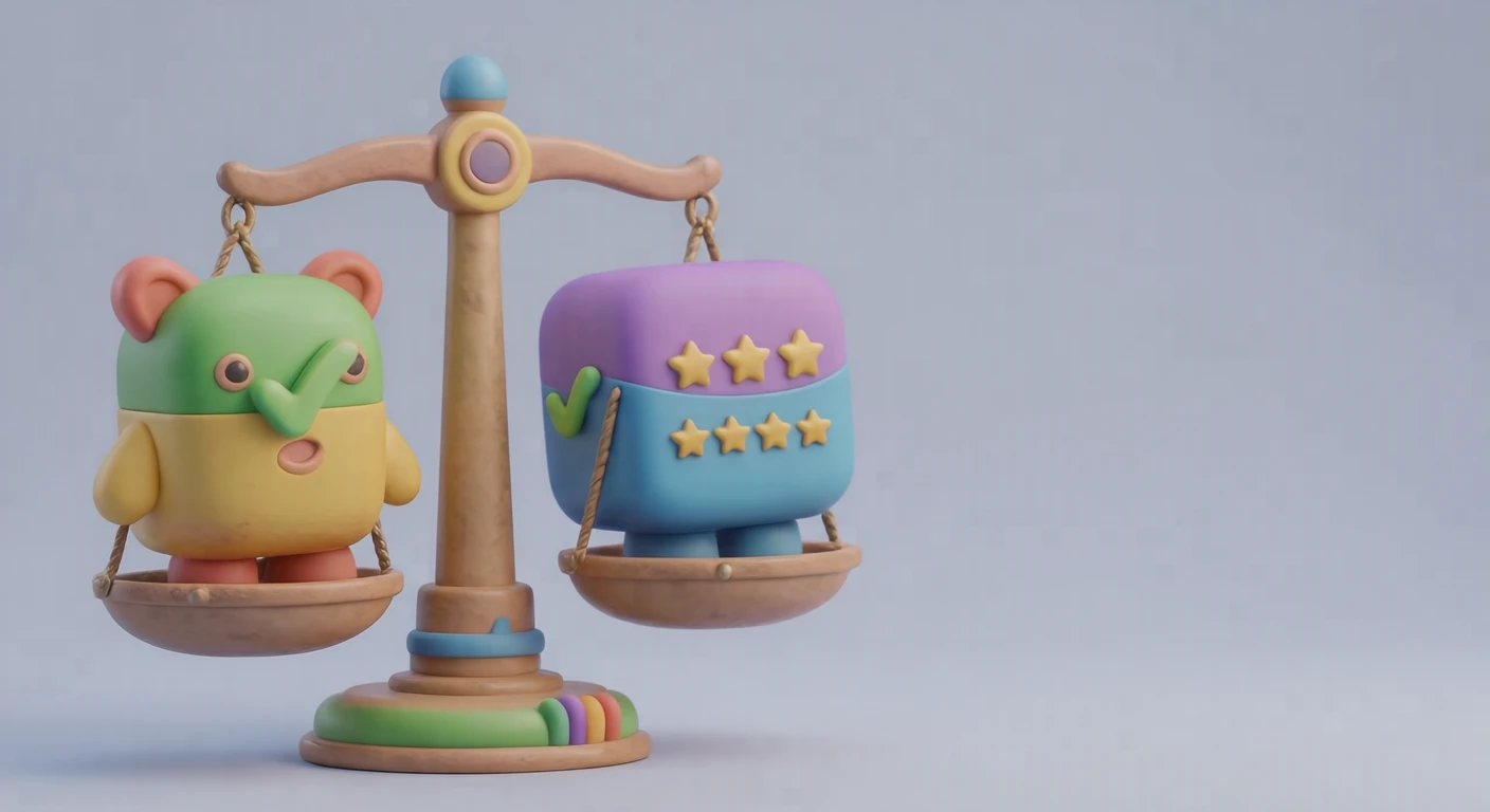 商品比較レビューのイラスト（ソフト3D）