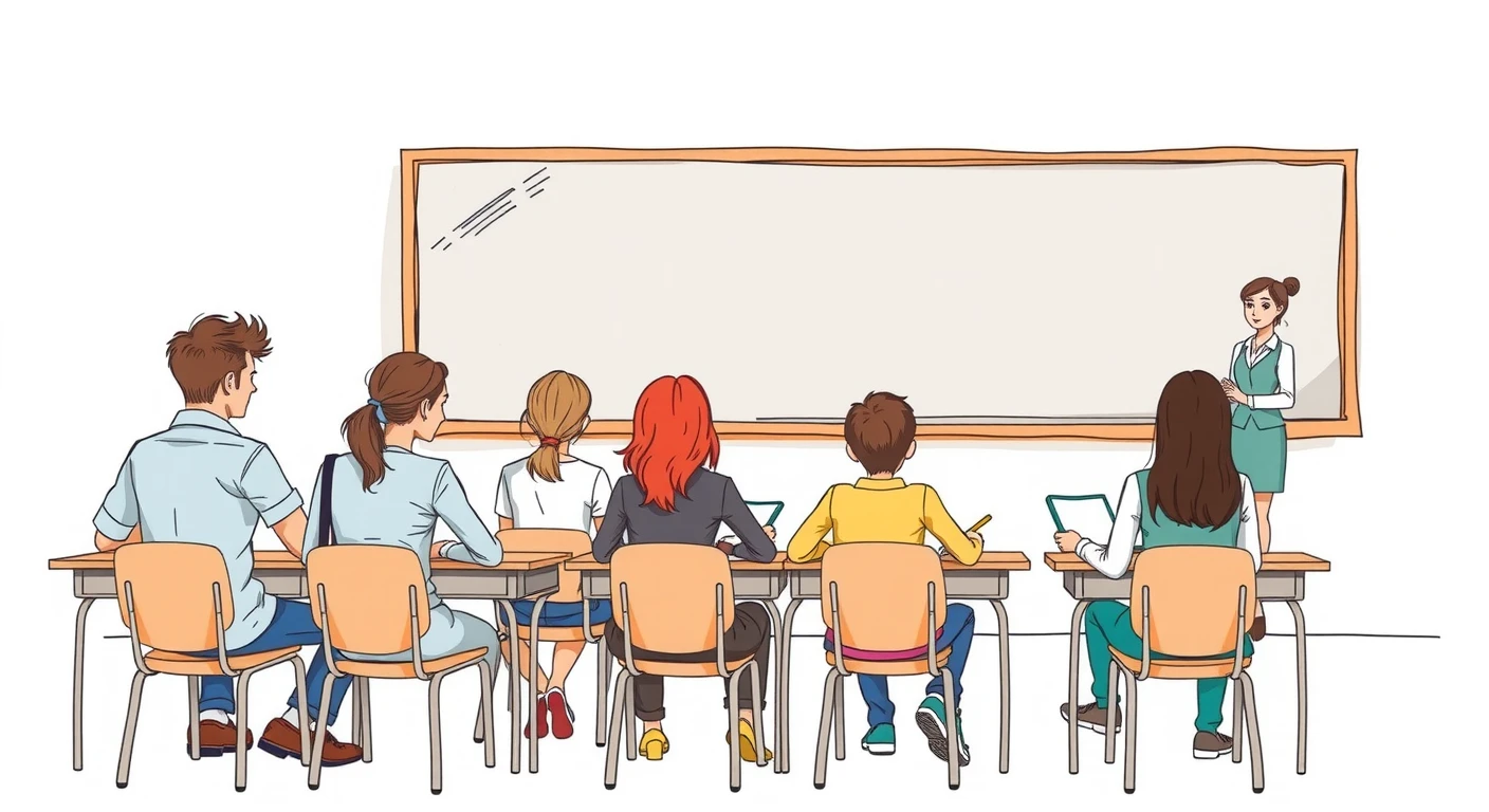 保護者会で話し合う保護者と先生のイラスト