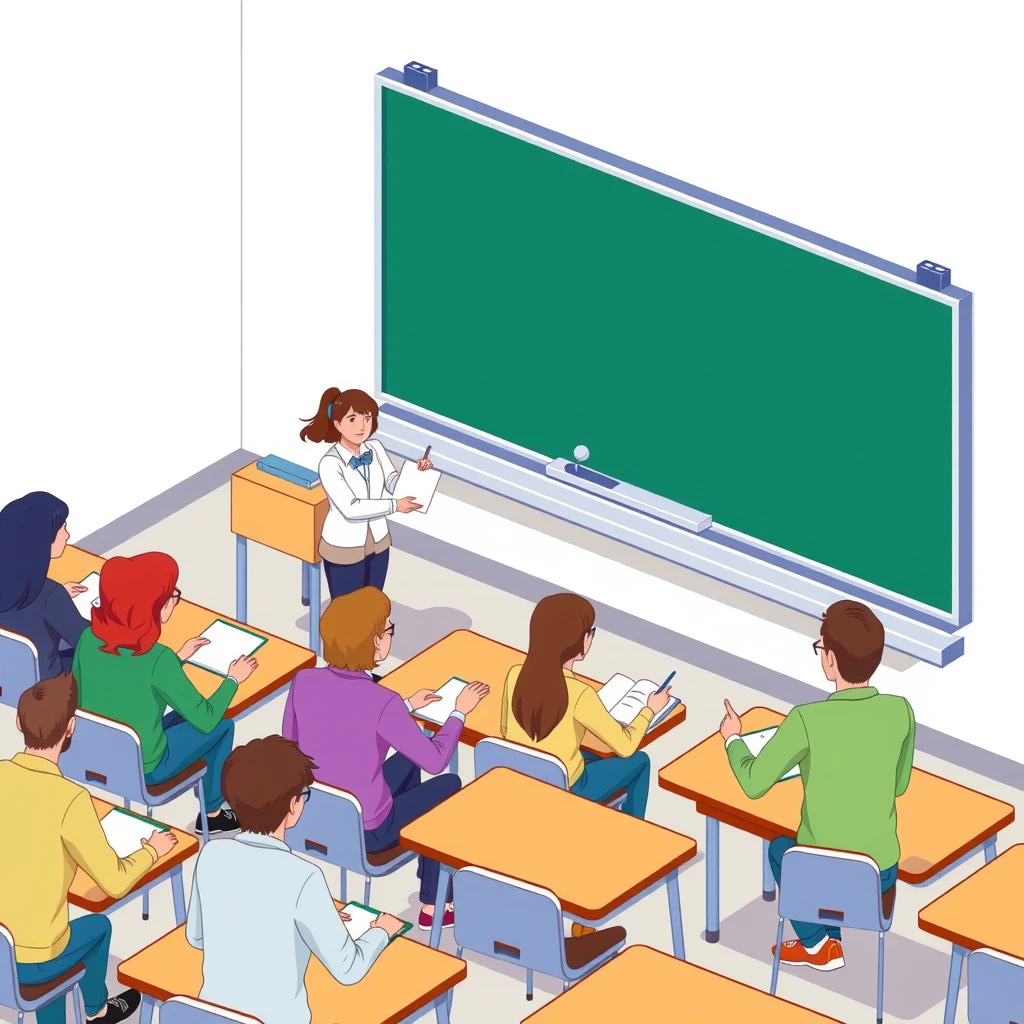 保護者会で話し合う保護者と先生のイラスト