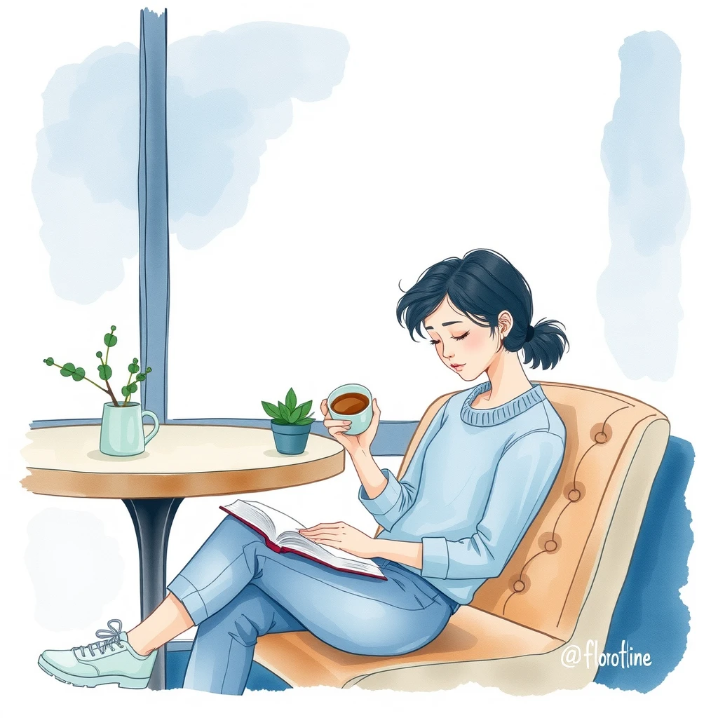 読書家・読書・くつろぎ・本・コーヒーのイラスト