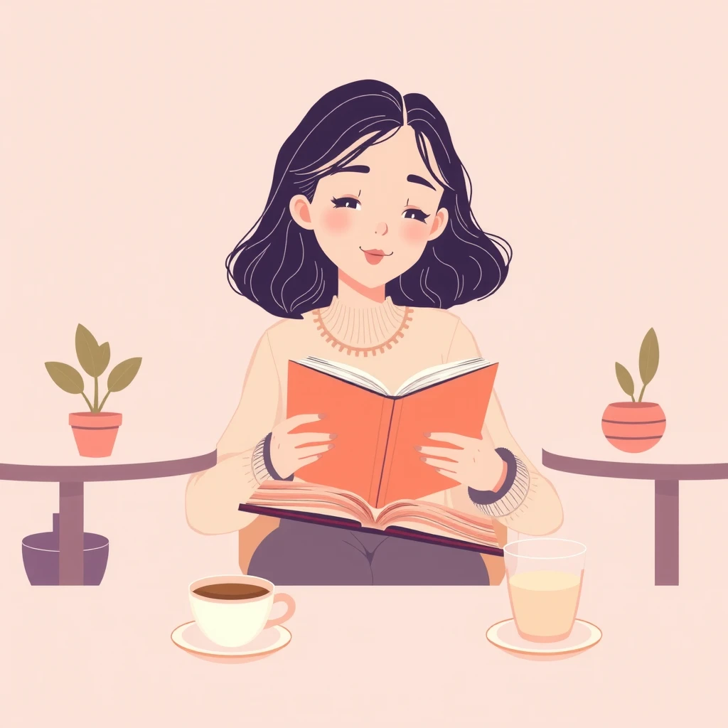 読書家・読書・くつろぎ・本・コーヒーのイラスト