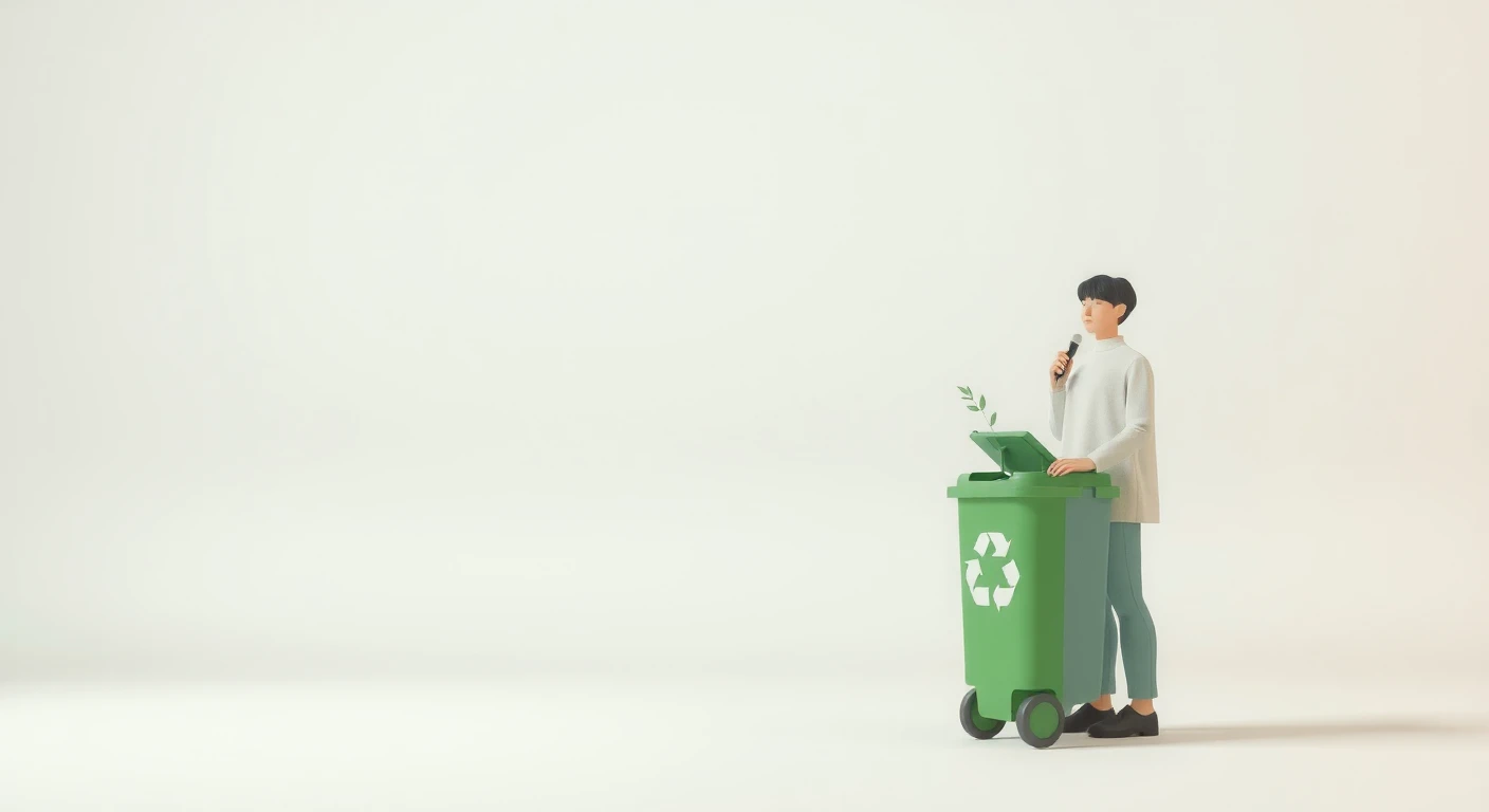 市民・リサイクル・環境・ゴミ箱・植物のイラスト