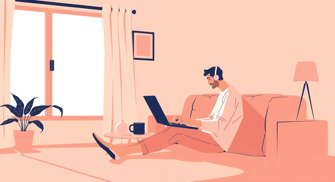 リモートワーカー・リモートワーク・テレワーク・ノートPCのイラスト