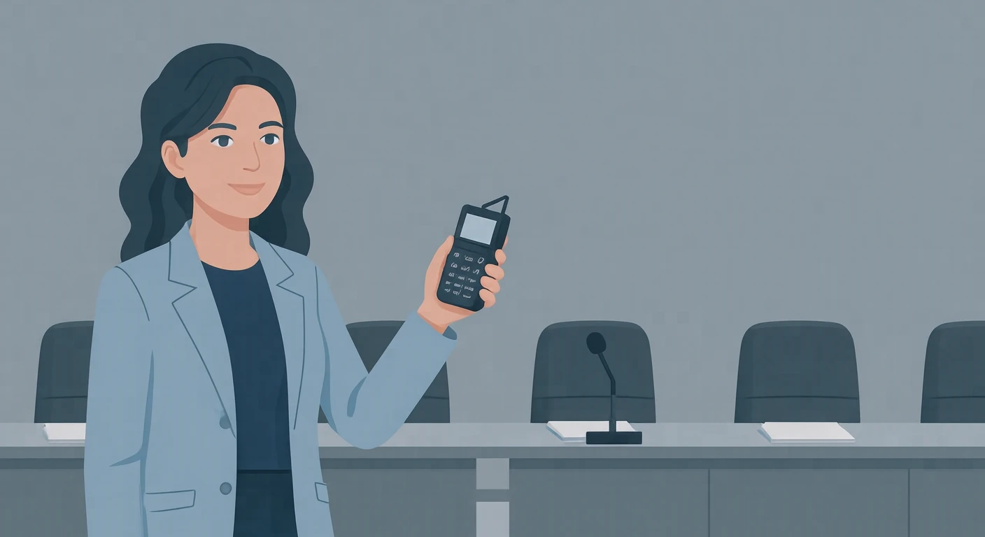 取材の記者会見場でレコーダーを向ける記者のイラスト（フラットイラスト）