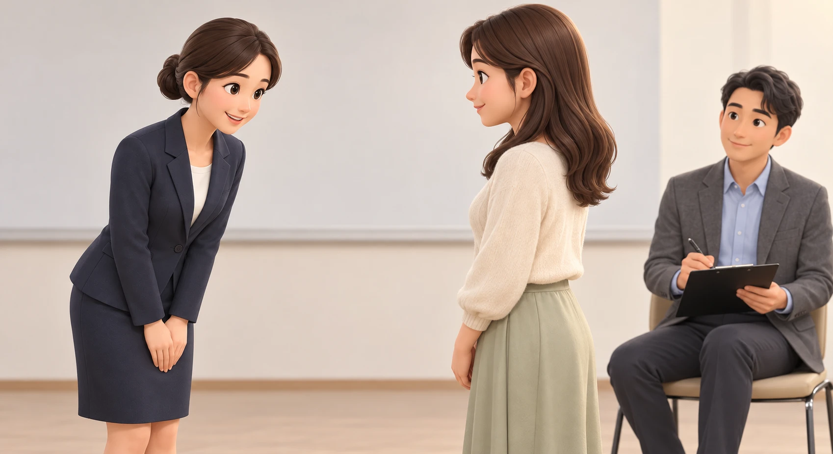접객 롤플레이 연수 일러스트 (소프트 3D)