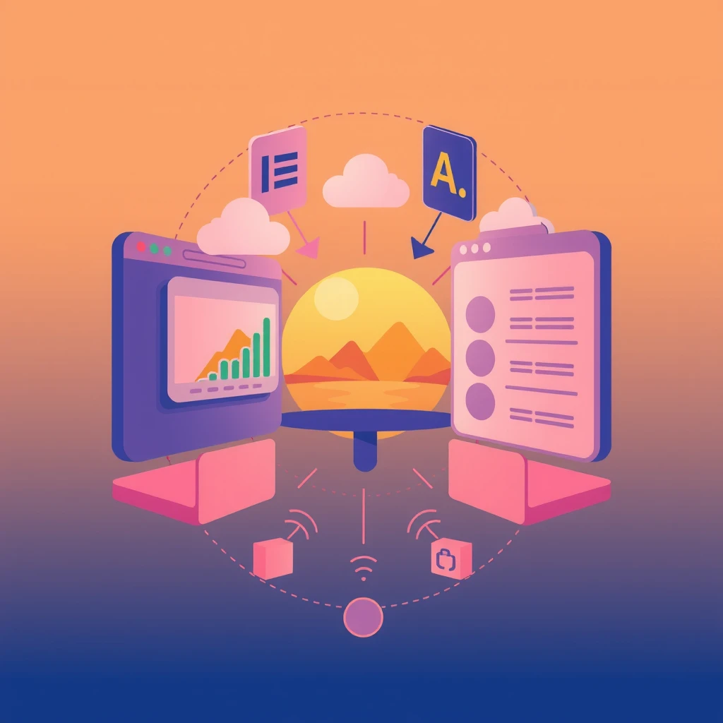 Illustration of SaaS, platform, browser, dashboard, panel