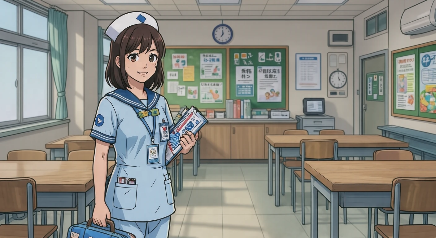 保健室の養護教諭のイラスト（アニメ塗り）