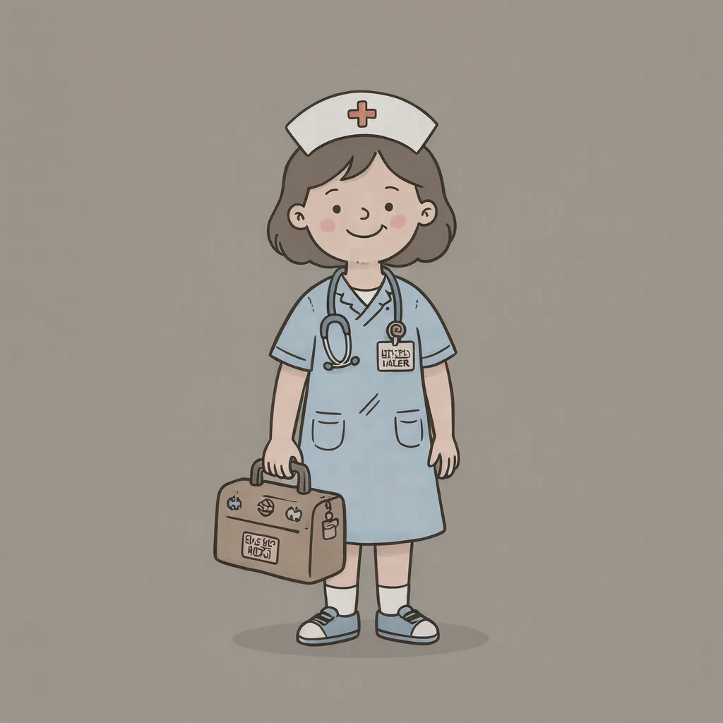 保健室の養護教諭のイラスト（ゆるいイラスト）