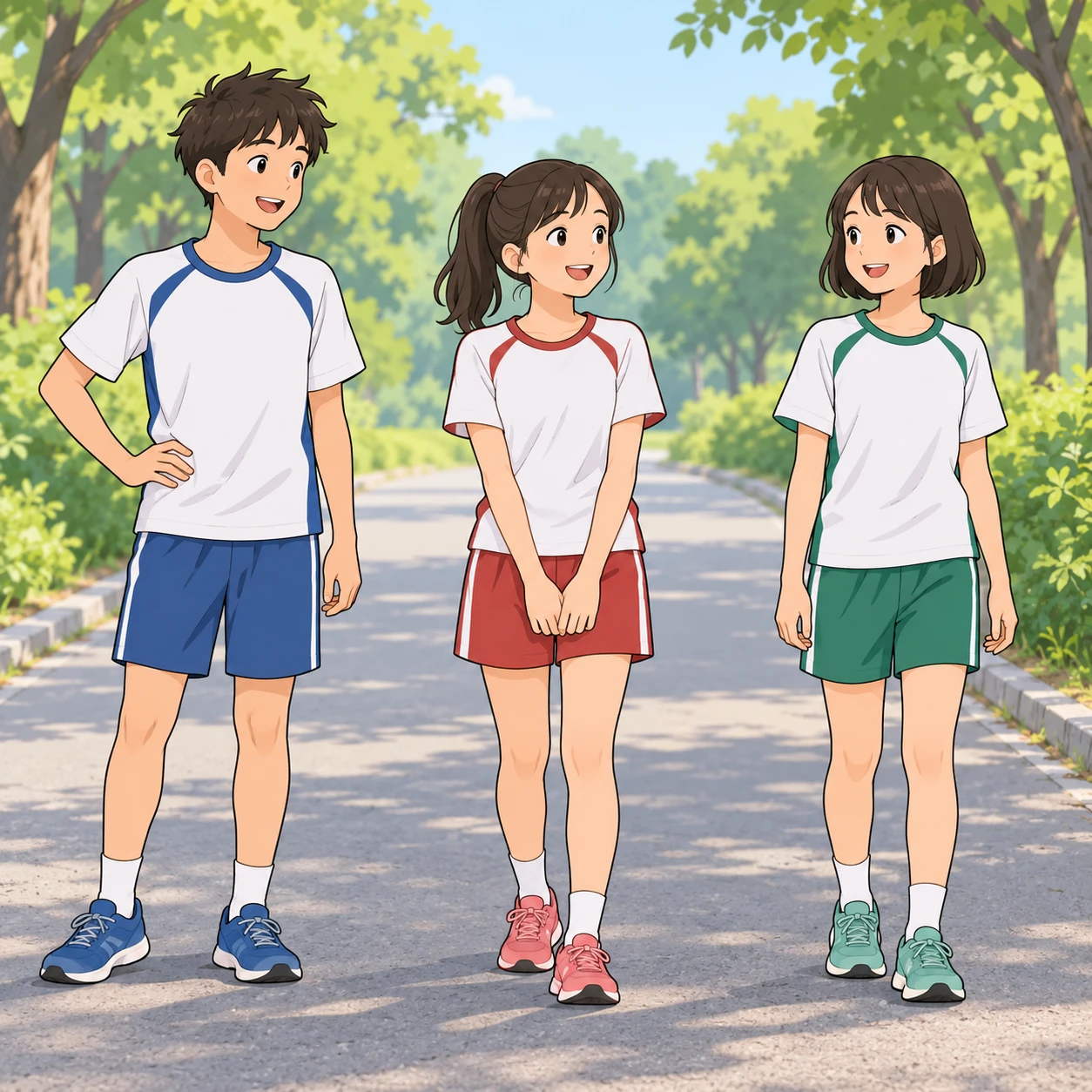 Illustration of students running in a school marathon (loose cartoon)