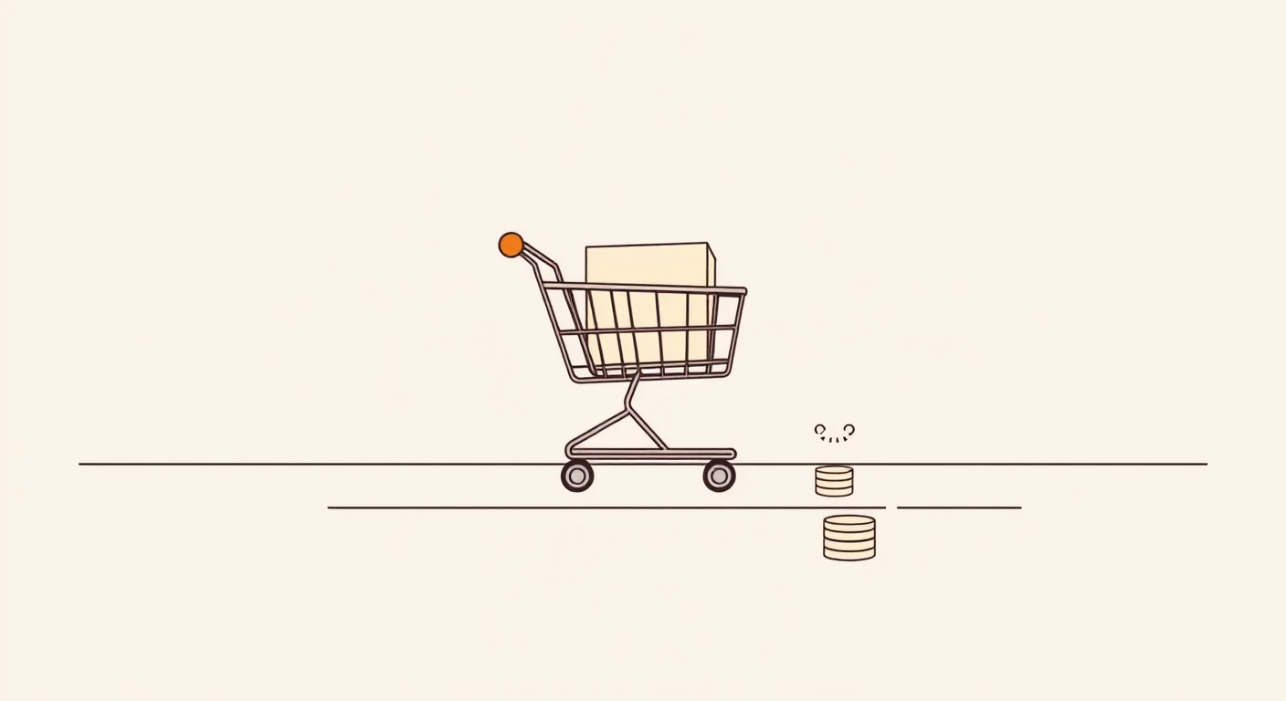 買い物カートと貯金箱とコインのイラスト