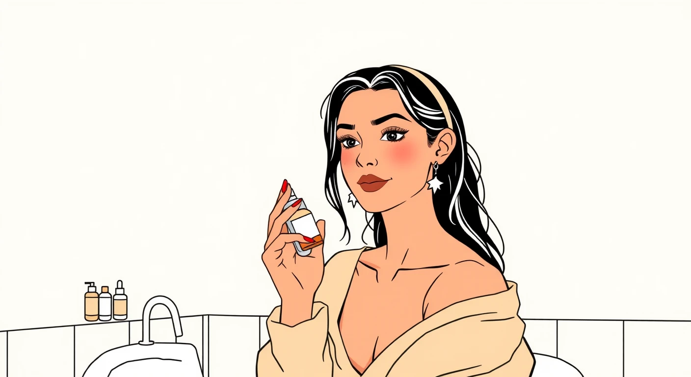 美容好き・スキンケア・化粧品・ボトルのイラスト