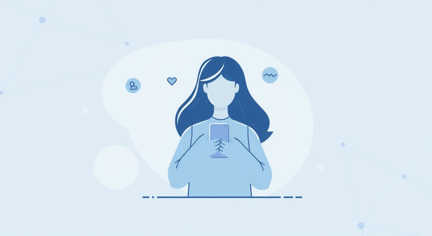 Illustration of user, social media, engagement, smartphone, like icon