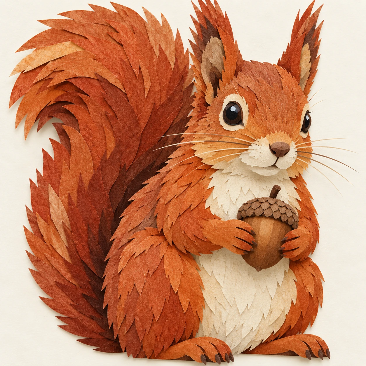 Profile picture of a squirrel holding an acorn (paper cut-out)