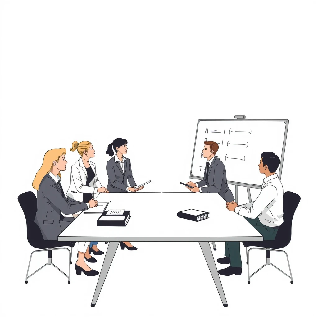 Flat illustration of teachers having a staff meeting