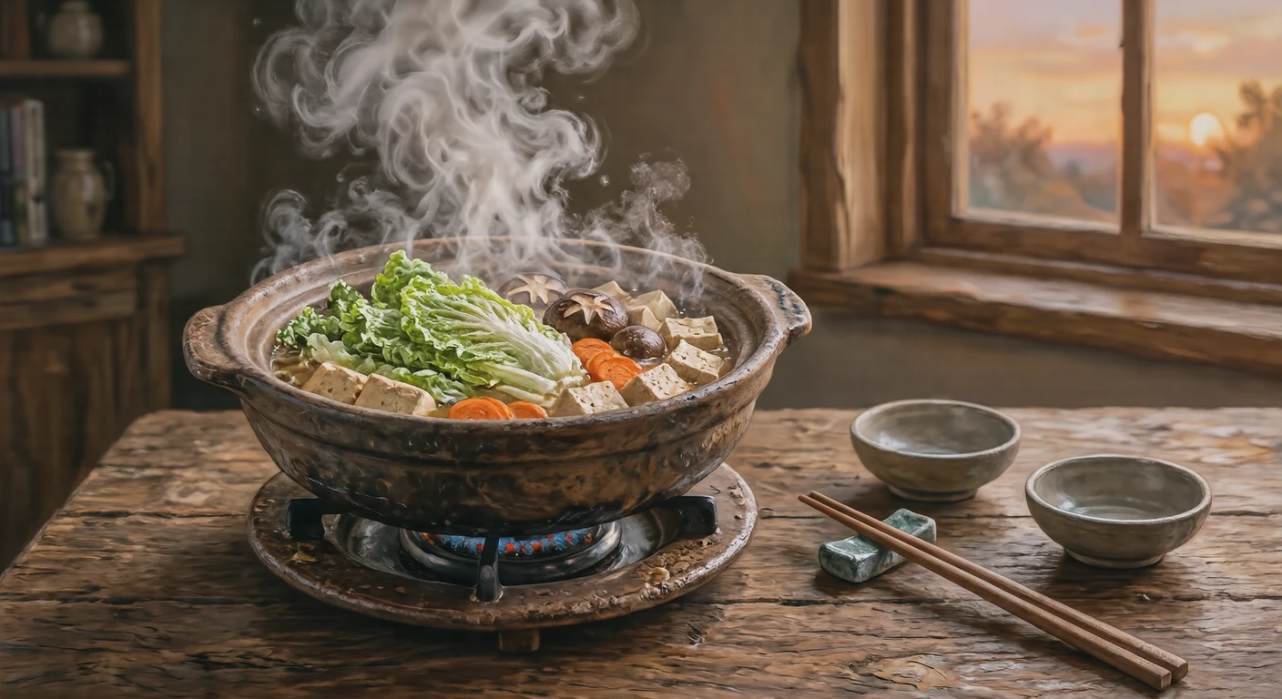 Illustration of a steaming hot pot (realistic)