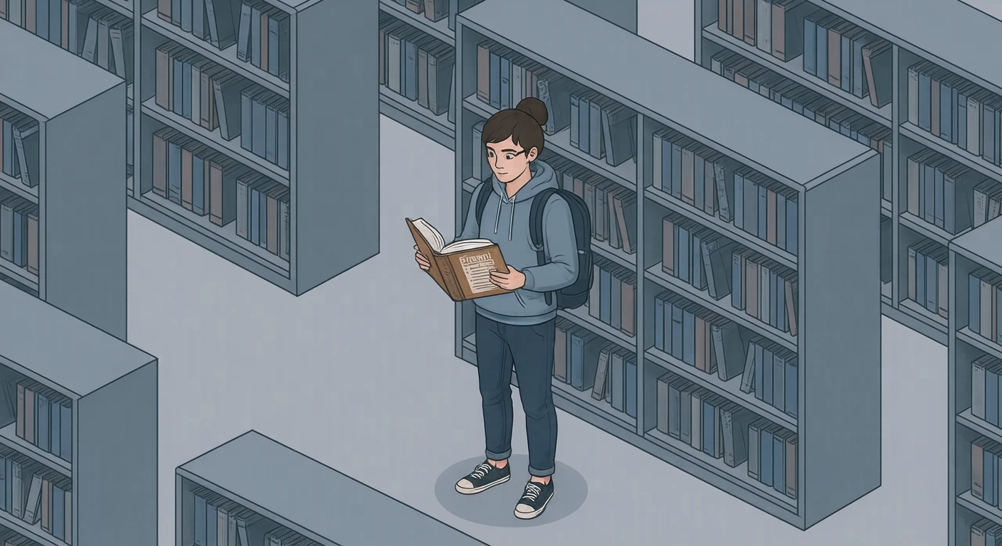図書室で本を読む生徒のイラスト（アイソメトリック）