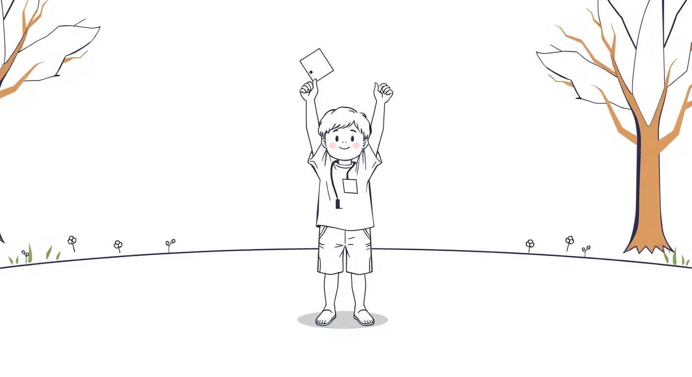 夏の朝に体操をする子どものイラスト