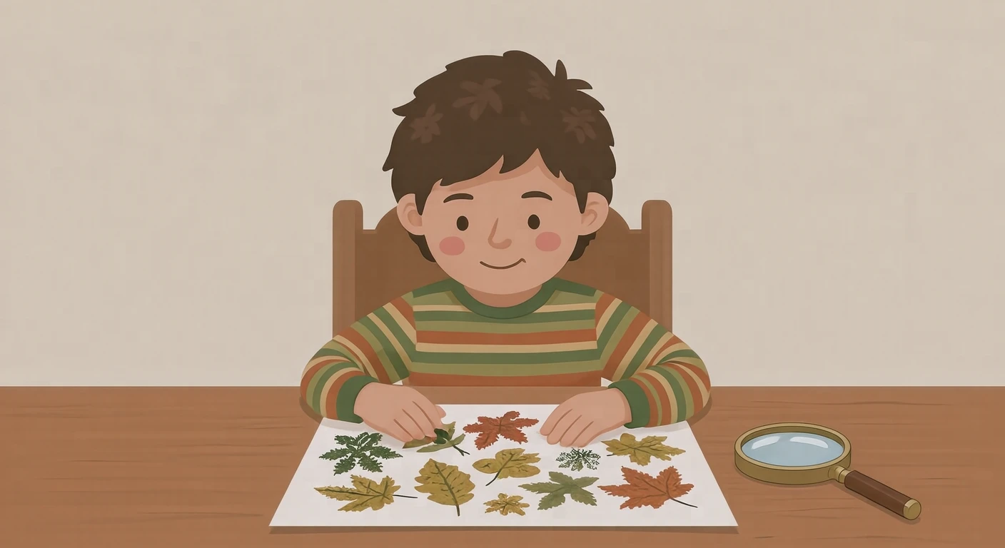 여름방학 자유 연구를 정리하는 아이 일러스트 (플랫 일러스트)