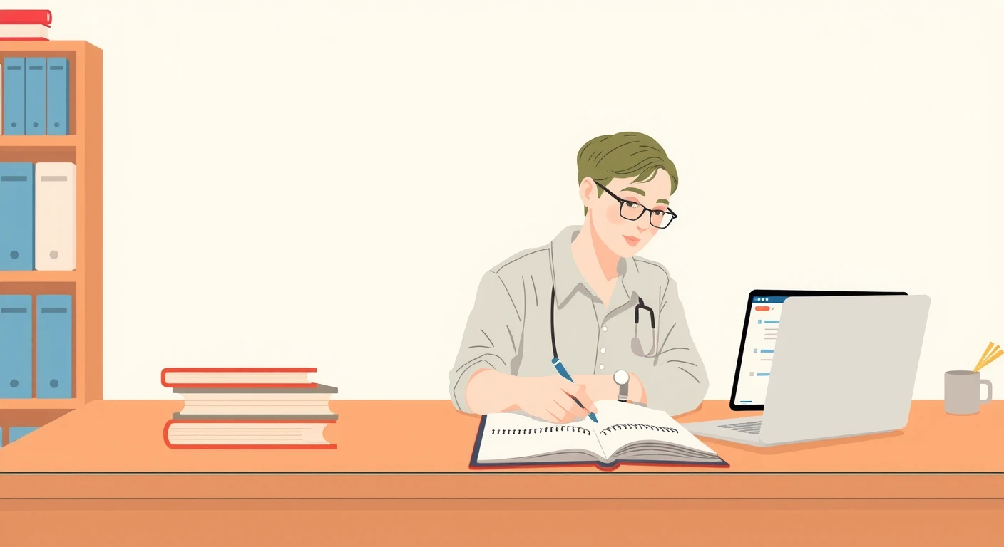 授業の準備をする先生のイラスト