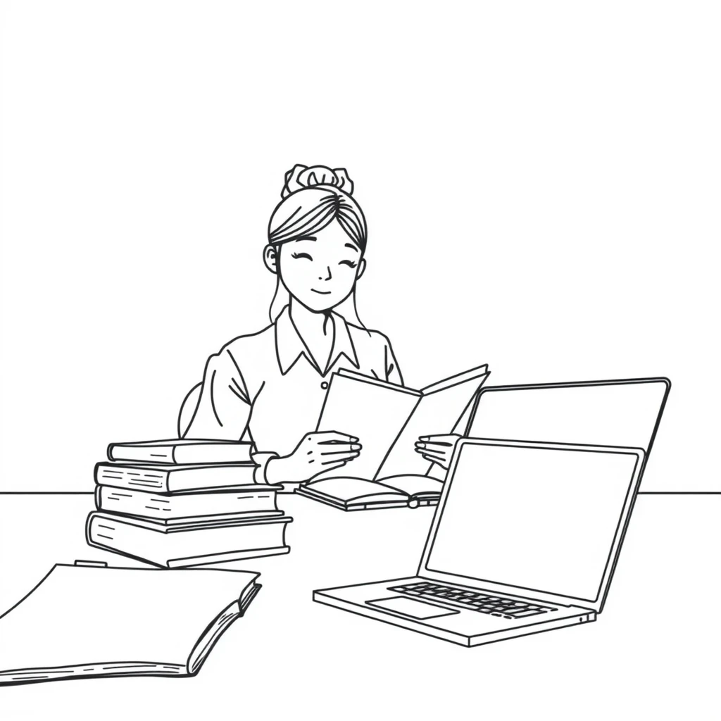 授業の準備をする先生のイラスト